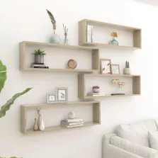   vidaXL 4 db sonoma tölgy színű szerelt fa fali polc 100x15x30 cm