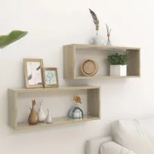   vidaXL 2 db sonoma tölgy szerelt fa négyszögű fali polc 60x15x23 cm