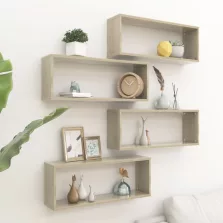   vidaXL 4 db sonoma tölgy szerelt fa négyszögű fali polc 60x15x23cm