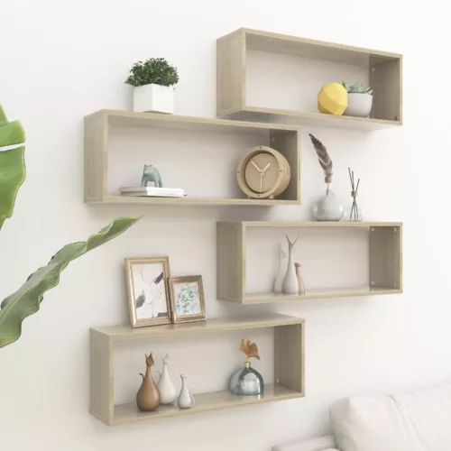 vidaXL 4 db sonoma tölgy szerelt fa négyszögű fali polc 60x15x23cm