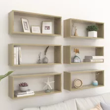   vidaXL 6 db sonoma tölgy szerelt fa négyszögű fali polc 60x15x23cm