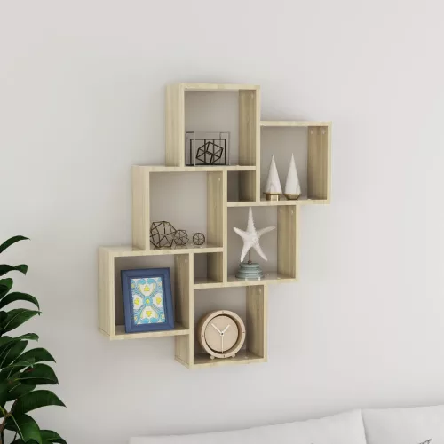 vidaXL sonoma tölgy színű szerelt fa négyszögű fali polc 78x15x93 cm