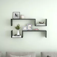 vidaXL 2 db fekete szerelt fa fali polc 100 x 15 x 20 cm