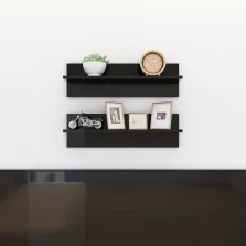   vidaXL 2 db magasfényű fekete szerelt fa fali polc 60 x 11,5 x 18 cm