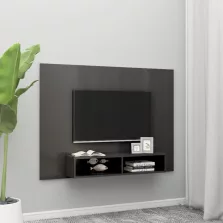   vidaXL magasfényű szürke szerelt fa fali TV-szekrény 135x23,5x90 cm