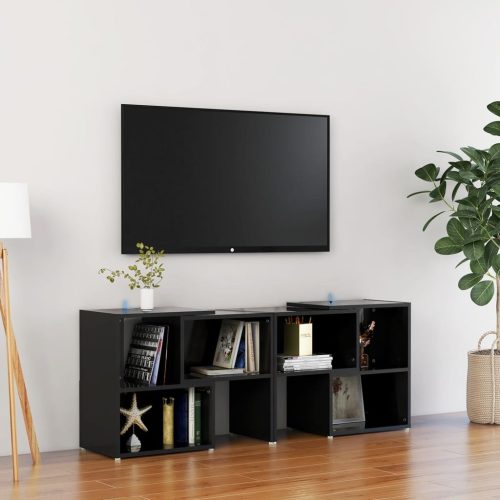 vidaXL magasfényű fekete forgácslap TV-szekrény 104 x 30 x 52 cm