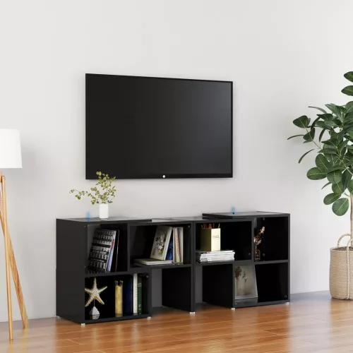 vidaXL magasfényű fekete szerelt fa TV-szekrény 104 x 30 x 52 cm