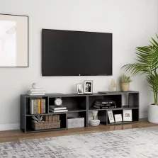   vidaXL magasfényű szürke szerelt fa TV-szekrény 149 x 30 x 52 cm