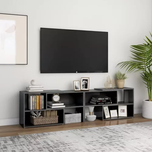 vidaXL magasfényű szürke szerelt fa TV-szekrény 149 x 30 x 52 cm