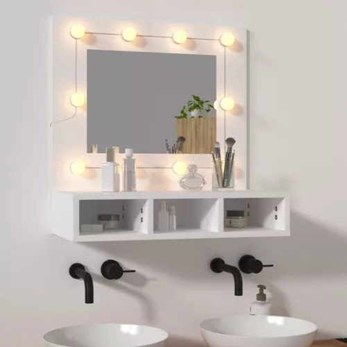 vidaXL fehér tükrös szekrény LED-ekkel 60 x 31,5 x 62 cm