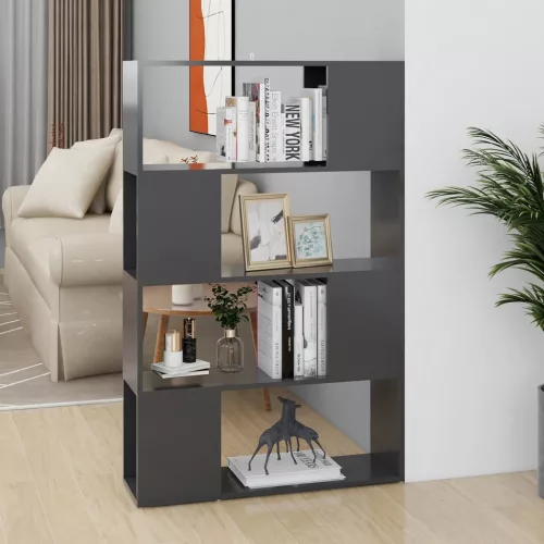 vidaXL szürke szerelt fa térelválasztó könyvszekrény 80x24x124,5 cm