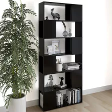   vidaXL fekete szerelt fa térelválasztó könyvszekrény 80 x 24 x 186 cm