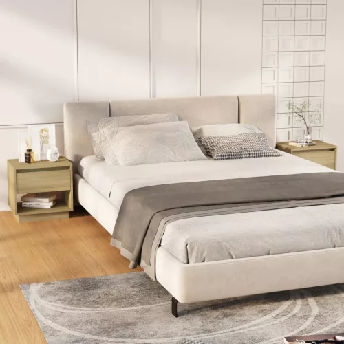 vidaXL 2 db sonoma tölgy színű szerelt fa éjjeliszekrény 45x34x44 cm