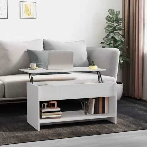 vidaXL magasfényű fehér szerelt fa dohányzóasztal 102x50x52,5 cm