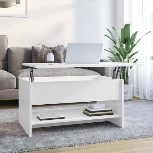 vidaXL magasfényű fehér szerelt fa dohányzóasztal 80x50x40 cm