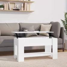   vidaXL magasfényű fehér szerelt fa dohányzóasztal 101 x 49 x 52 cm
