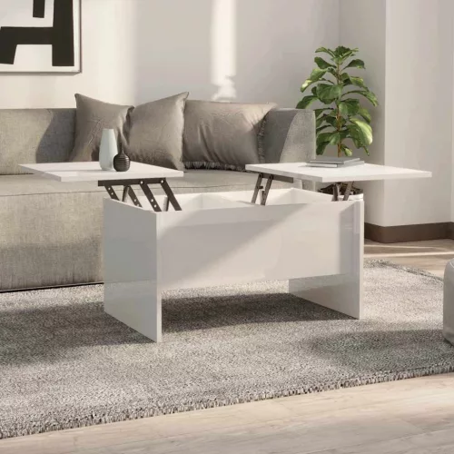 vidaXL magasfényű fehér szerelt fa dohányzóasztal 80x50x42,5 cm