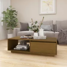   vidaXL mézbarna tömör fenyőfa dohányzóasztal 110 x 50 x 33,5 cm