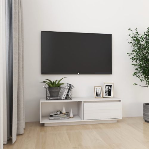 vidaXL fehér tömör fenyőfa TV-szekrény 110 x 30 x 33,5 cm