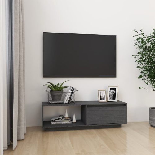 vidaXL szürke tömör fenyőfa TV-szekrény 110 x 30 x 33,5 cm