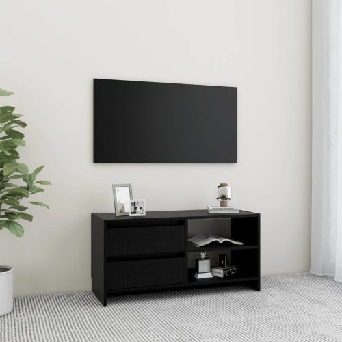 vidaXL fekete tömör fenyőfa TV-szekrény 80 x 31 x 39 cm