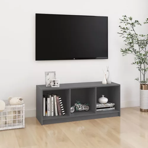 vidaXL szürke tömör fenyőfa TV-szekrény 104 x 33 x 41 cm
