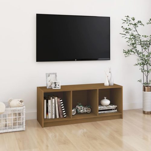 vidaXL mézbarna tömör fenyőfa TV-szekrény 104 x 33 x 41 cm