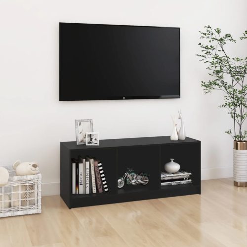 vidaXL fekete tömör fenyőfa TV-szekrény 104 x 33 x 41 cm