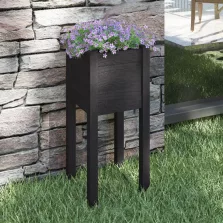  vidaXL fekete tömör fenyőfa kerti virágtartó 31 x 31 x 70 cm