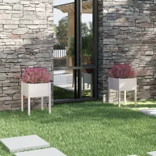   vidaXL 2 db fehér tömör fenyőfa kerti virágtartó 50 x 50 x 70 cm