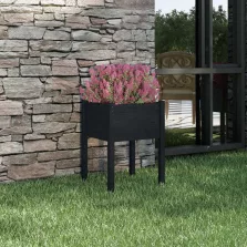   vidaXL fekete tömör fenyőfa kerti virágtartó 50 x 50 x 70 cm