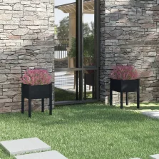   vidaXL 2 db fekete tömör fenyőfa kerti virágtartó 50 x 50 x 70 cm