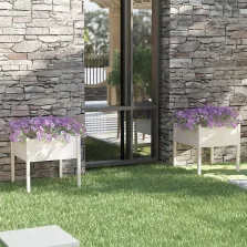   vidaXL 2 db fehér tömör fenyőfa kerti virágtartó 70 x 70 x 70 cm