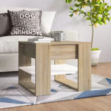  vidaXL fehér-sonoma színű szerelt fa dohányzóasztal 55,5x55x45 cm