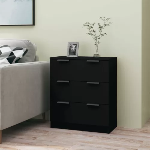 vidaXL fekete szerelt fa tálalóasztal 60 x 30 x 70 cm