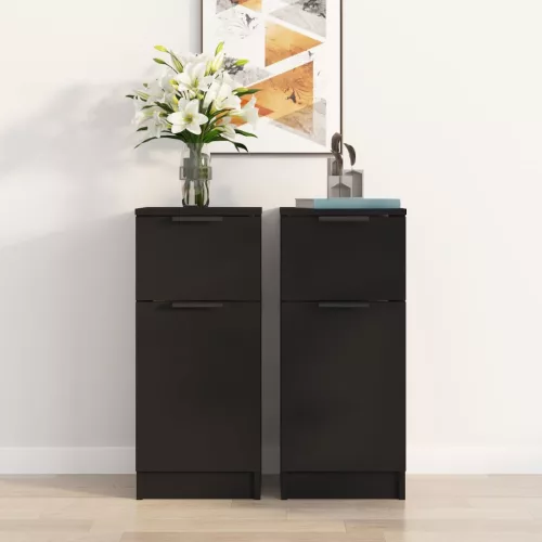 vidaXL 2 db fekete szerelt fa tálalószekrény 30 x 30 x 70 cm