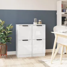   vidaXL 2 db magasfényű fehér szerelt fa tálalószekrény 30 x 30 x 70 cm