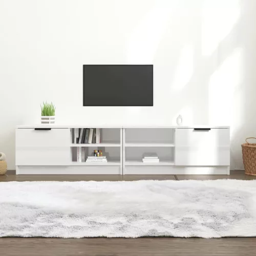 vidaXL 2 db magasfényű fehér szerelt fa TV-szekrény 80x35x36,5 cm