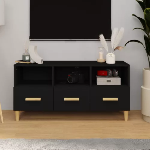 vidaXL fekete szerelt fa TV-szekrény 102 x 36 x 50 cm