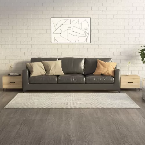 vidaXL 2 db sonoma tölgy színű dohányzóasztal fémlábakkal 50x50x40 cm