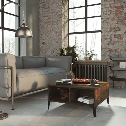 vidaXL füstös tölgy színű szerelt fa dohányzóasztal 60 x 60 x 30 cm