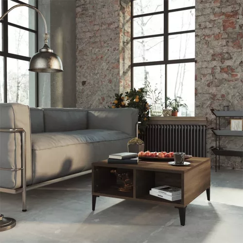 vidaXL barna tölgyszínű szerelt fa dohányzóasztal 60 x 60 x 30 cm