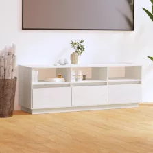 vidaXL fehér tömör fenyőfa TV-szekrény 140x37x50 cm