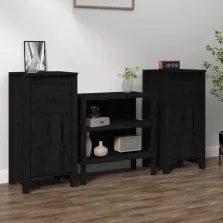   vidaXL 2 db fekete tömör fenyőfa tálalószekrény 40 x 35 x 80 cm