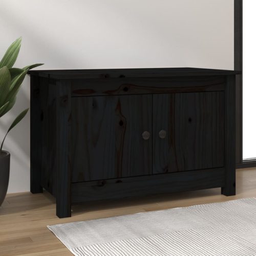 vidaXL fekete tömör fenyőfa cipősszekrény 70 x 38 x 45,5 cm