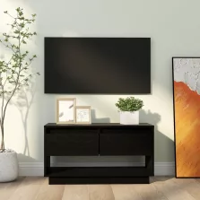 vidaXL fekete tömör fenyőfa TV-szekrény 74x34x40 cm