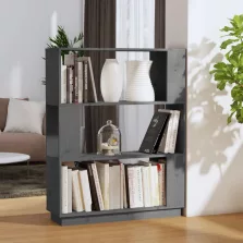  vidaXL szürke tömör fenyőfa könyvszekrény/térelválasztó 80x25x101 cm