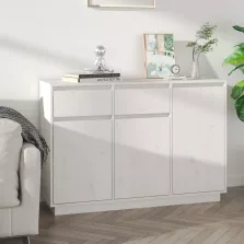   vidaXL fehér tömör fenyőfa tálalószekrény 110 x 34 x 75 cm