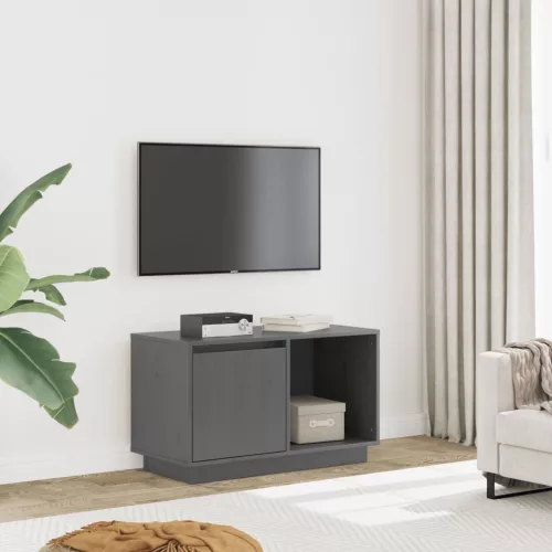vidaXL szürke tömör fenyőfa TV-szekrény 74x35x44 cm
