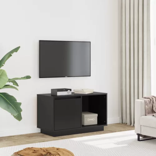 vidaXL fekete tömör fenyőfa TV-szekrény 74x35x44 cm